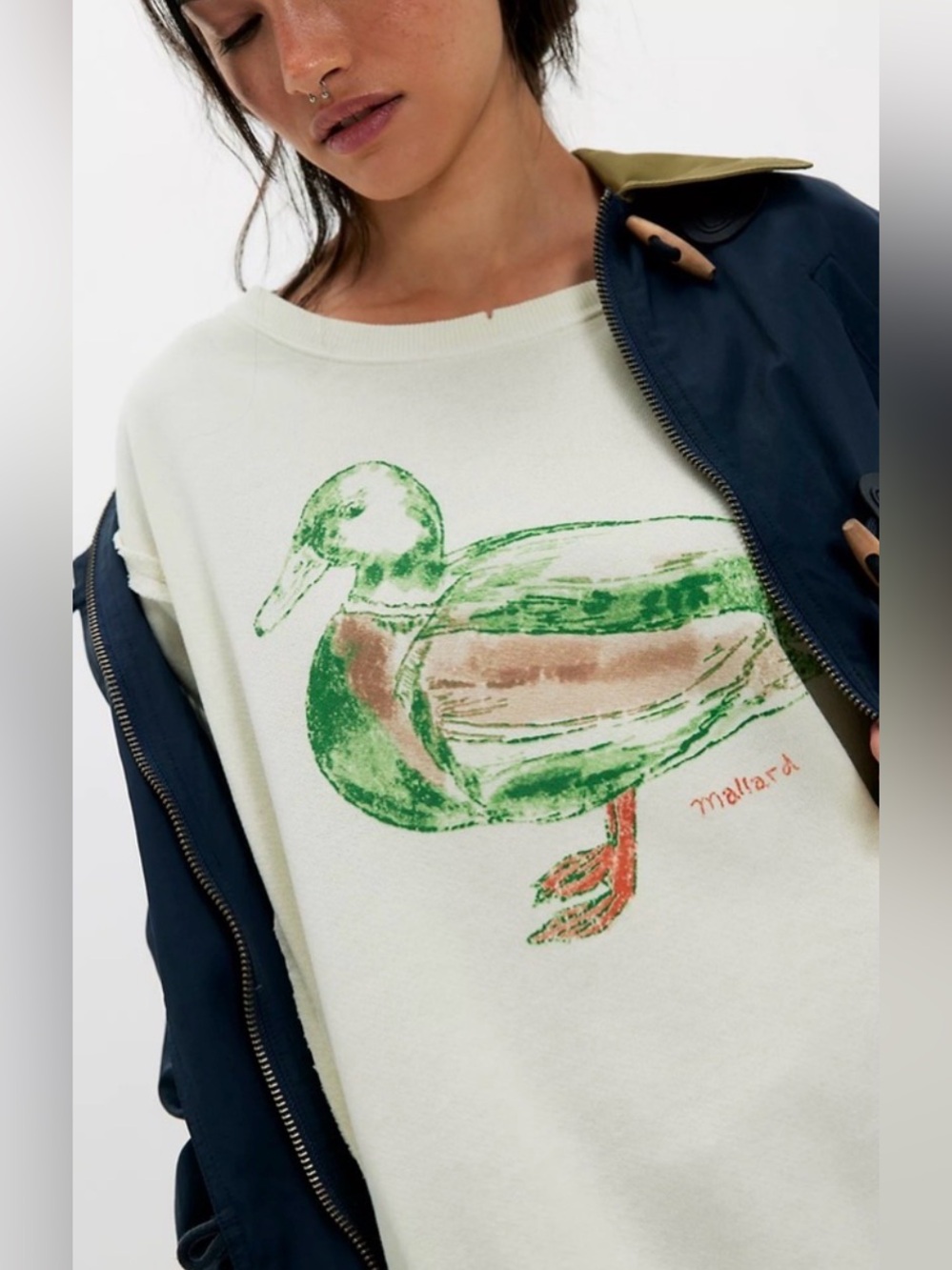 We The Free Camden Graphic Sweatshirt Mallard Combo 🦆🔥 free people - Picture 4 of 16